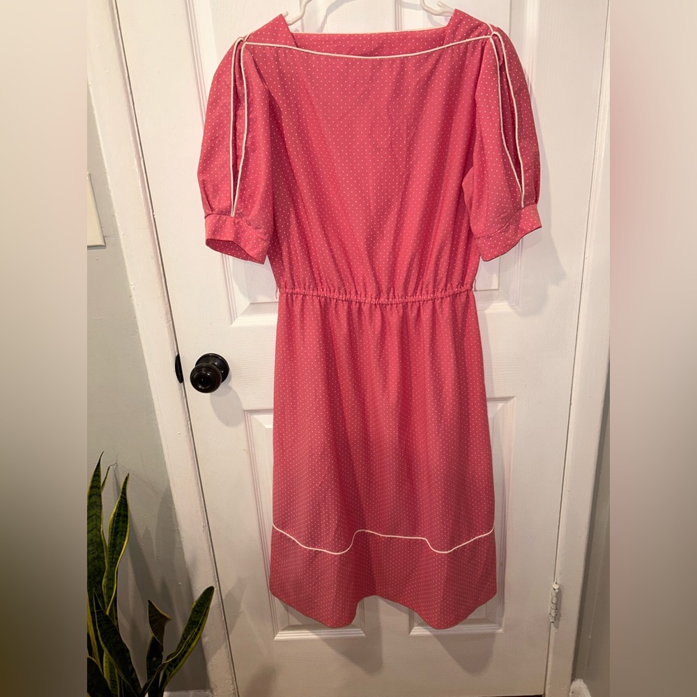 Vintage Pink and White Polka Dot Dress